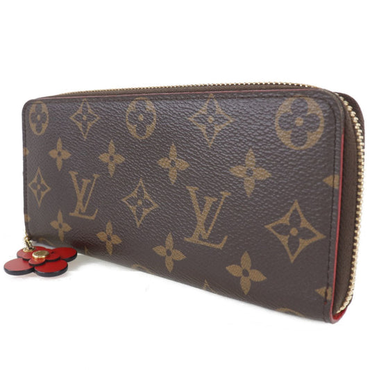 Louis Vuitton  Portefeuille Clemence Flower Charm M62940 Monogram Canvas Brown GI4108 Women's Long Wallet