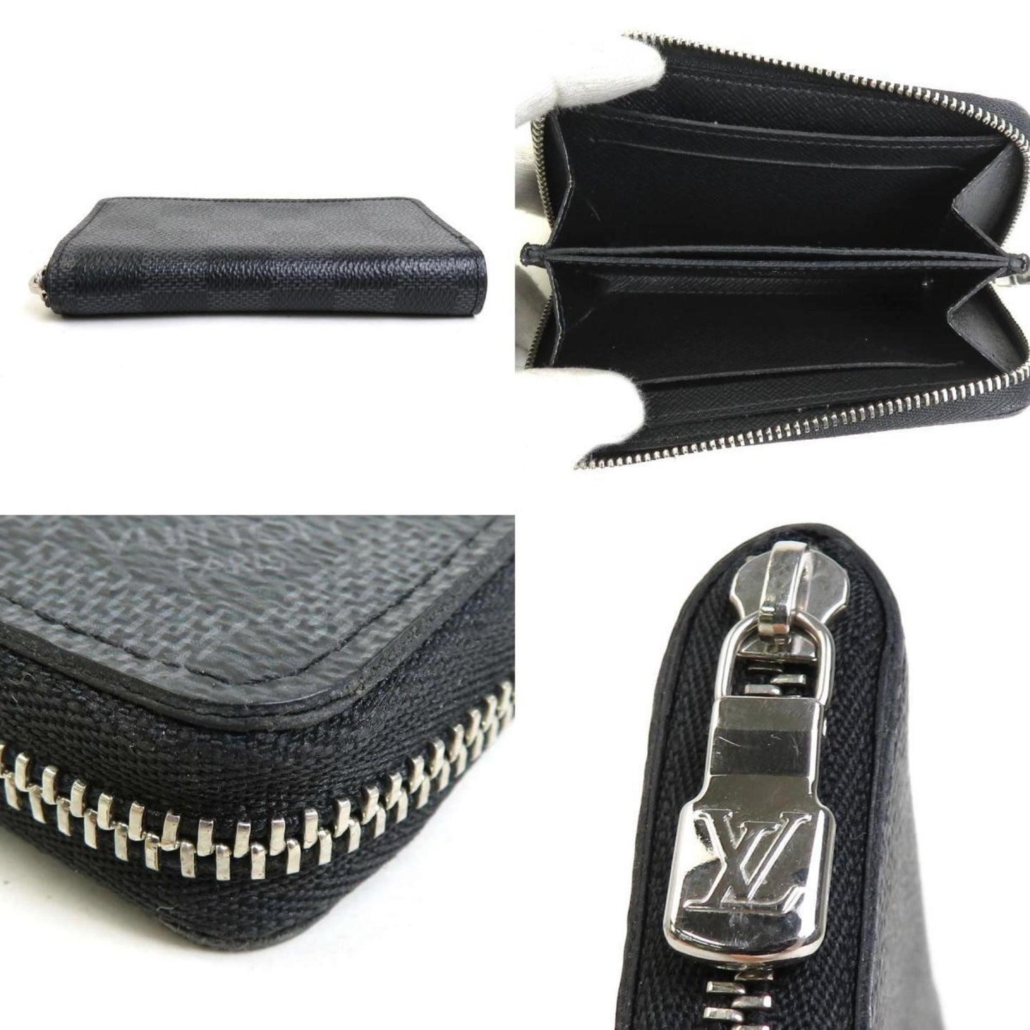 Louis Vuitton  Coin Case Damier Graphite Zippy Purse/Damier Black Men's N63076