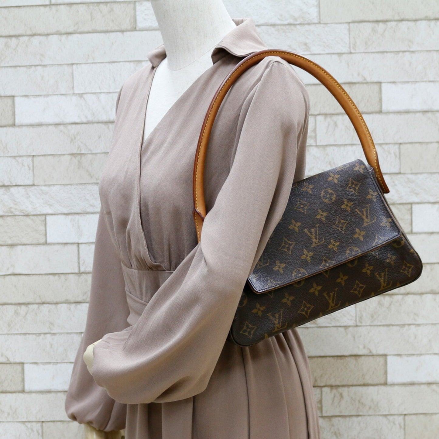 Louis Vuitton  Handbag Monogram Mini Looping Brown Women's Leather