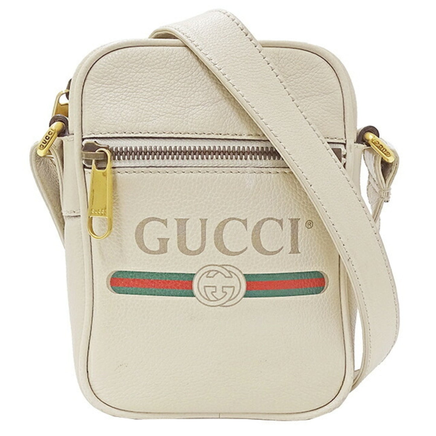 GUCCI bag ladies print shoulder leather white 574803