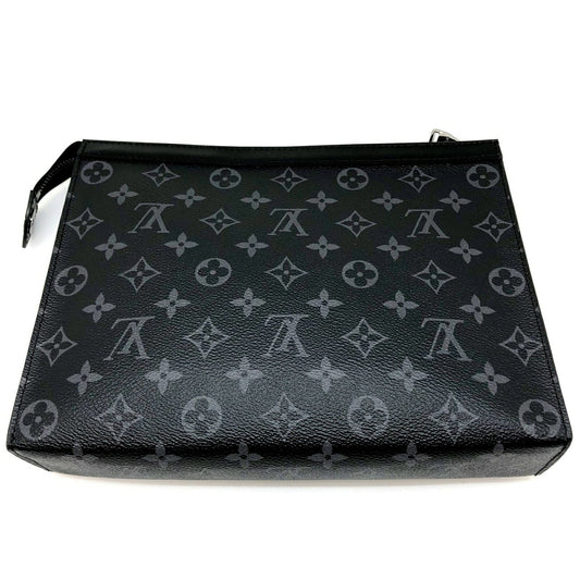 Louis Vuitton  Pochette Voyage M61692 Monogram Eclipse Black Silver Hardware Men's Second Bag