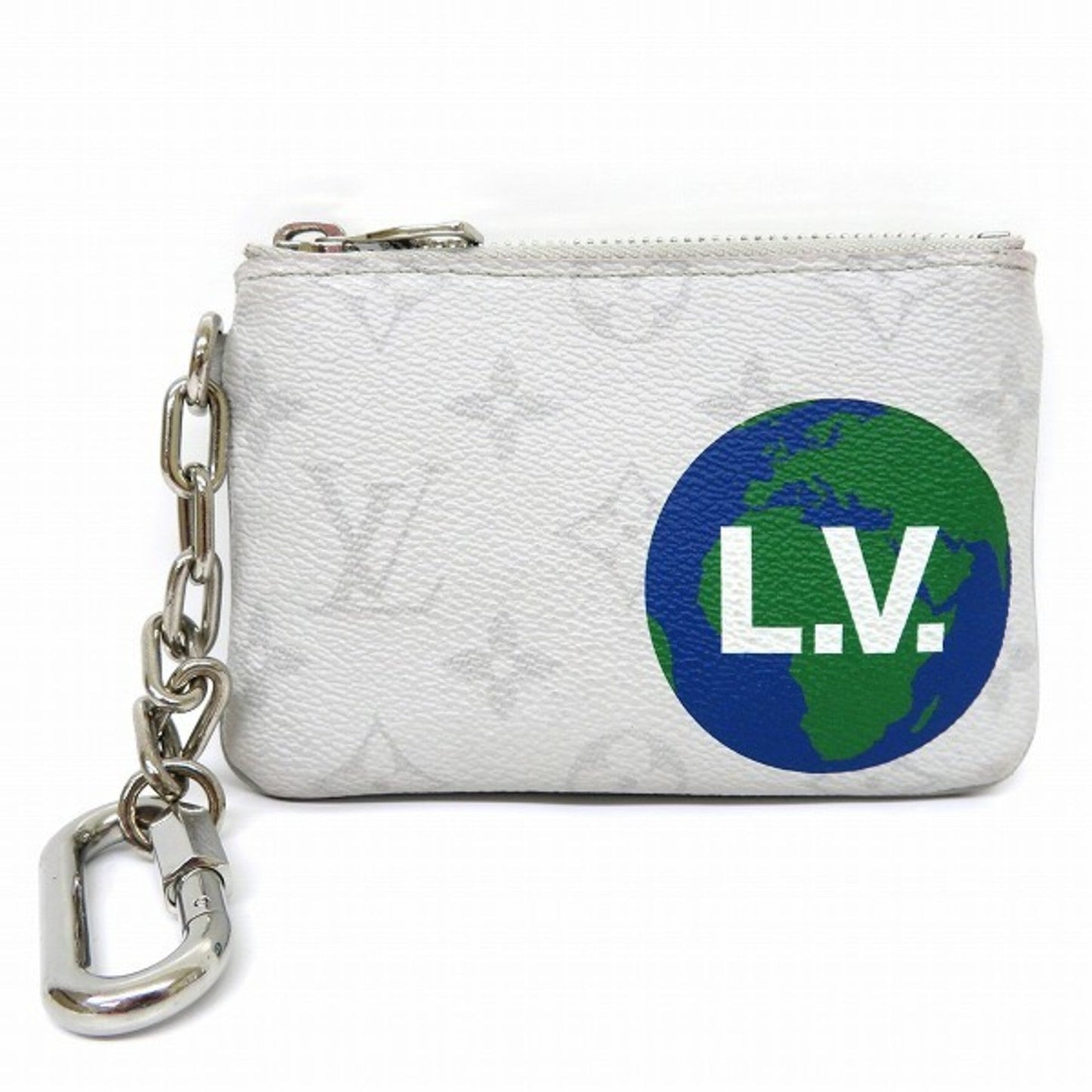 Louis Vuitton  Monogram Zipped Pouch PM M67809 White Logo Brand Accessory Key Case Coin