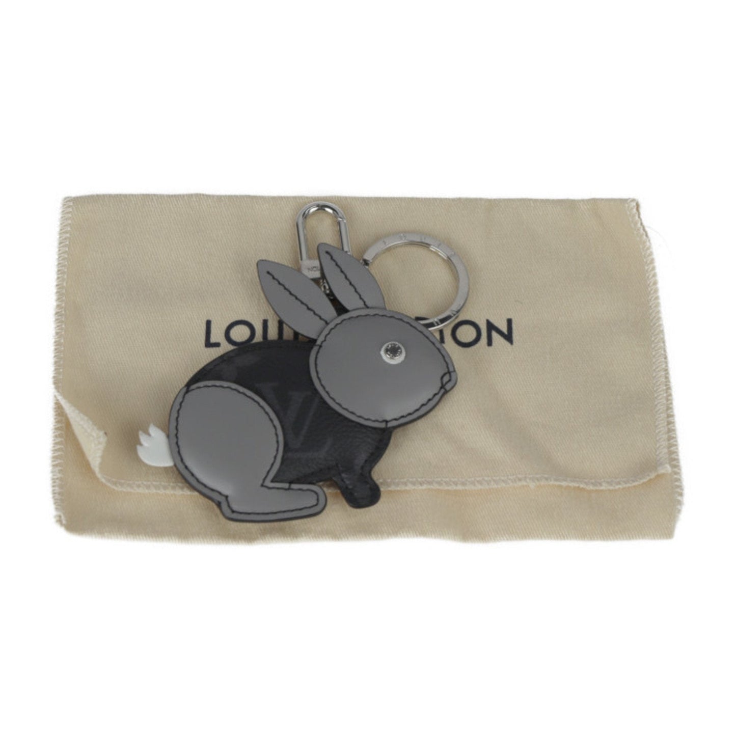 Louis Vuitton  Portocre Animal Rabbit Keychain M63224 Monogram Eclipse Leather Black Gray Silver Metal Fittings Key Ring Bag Charm