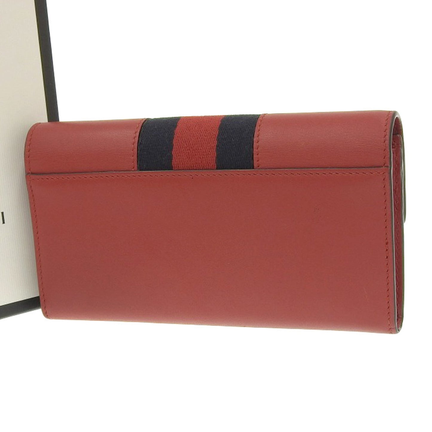 Gucci continental wallet with hook long leather canvas red navy blue 476084