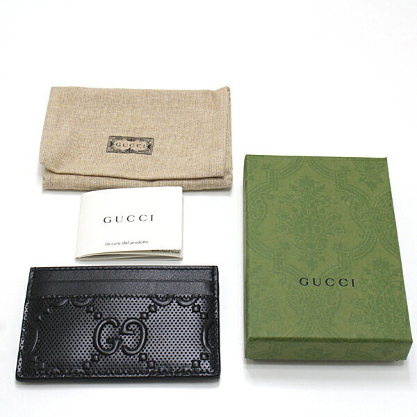 Gucci card case 625564 black calf leather