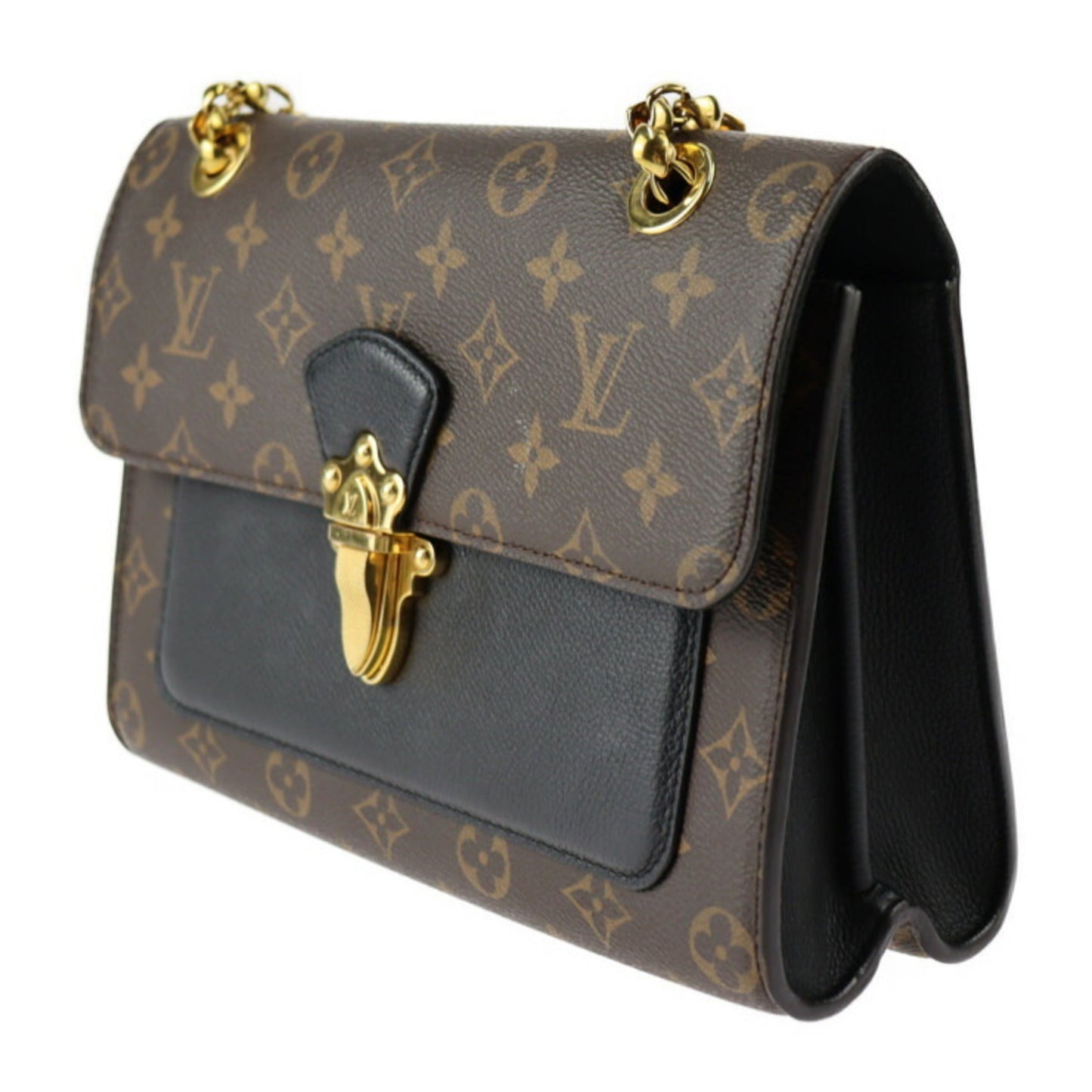 Louis Vuitton  Victoire Shoulder Bag M41730 Monogram Canvas Calfskin Brown Black Gold Hardware Chain