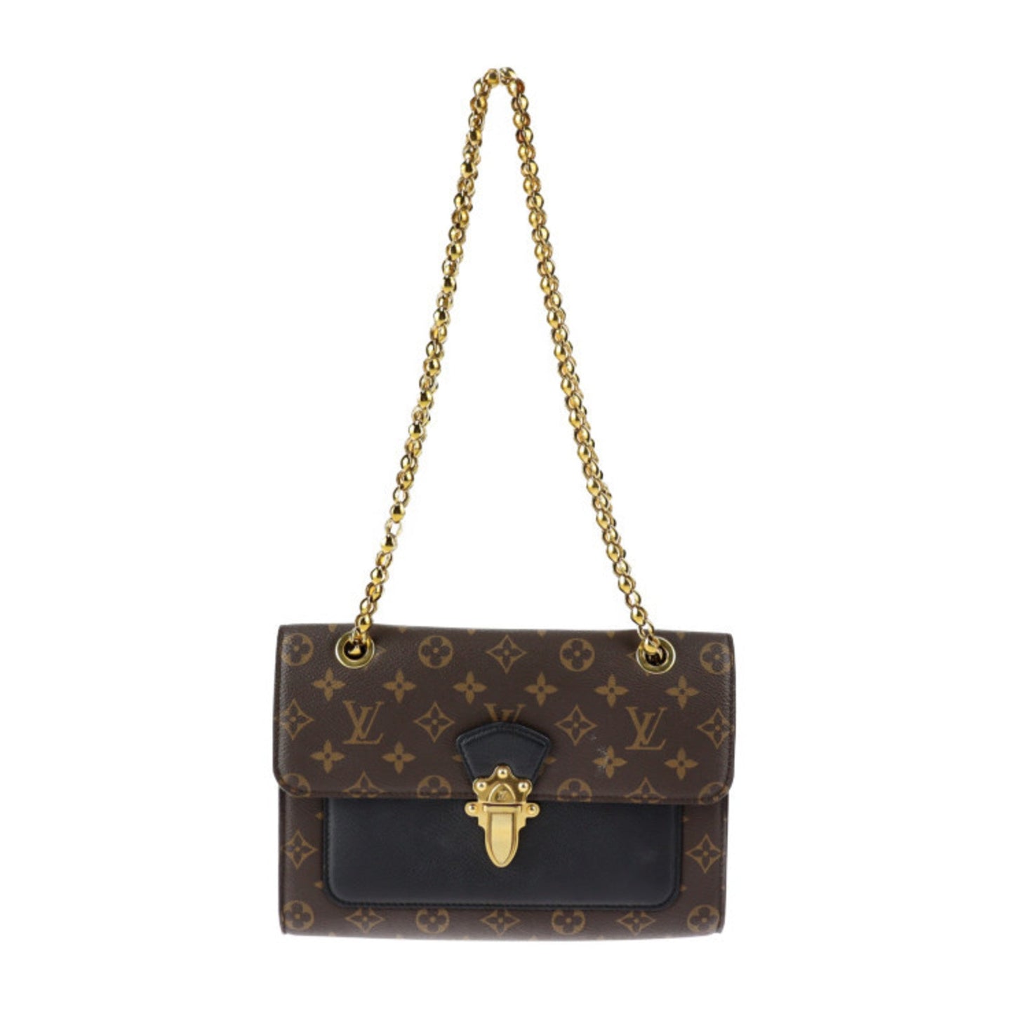 Louis Vuitton  Victoire Shoulder Bag M41730 Monogram Canvas Calfskin Brown Black Gold Hardware Chain