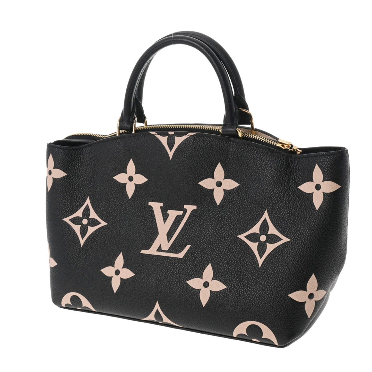 Louis Vuitton  Monogram Implant Petit Palais PM Black Beige M58913 Women's Leather Bag