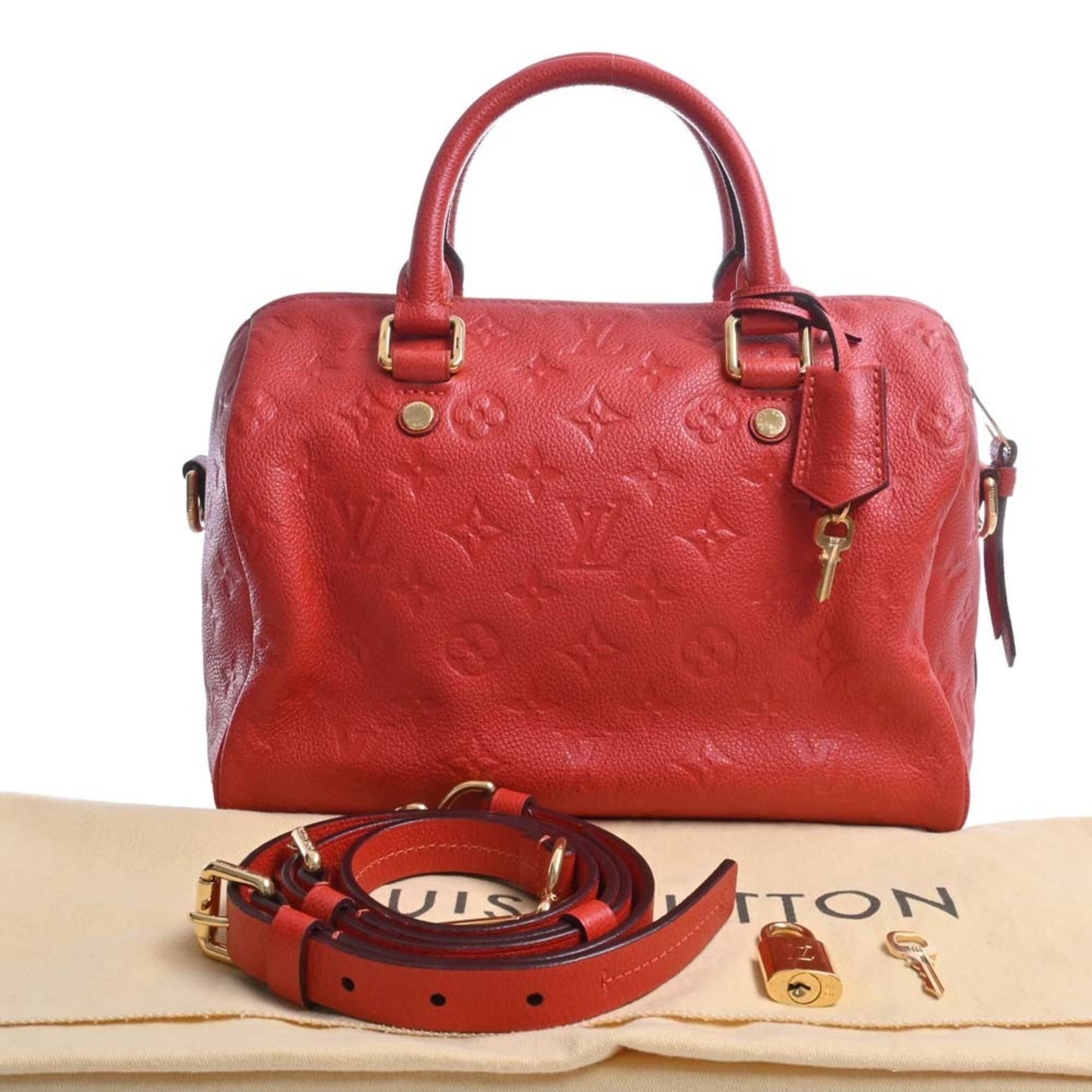 LOUIS VUITTON Empreinte Speedy Bandouliere 25 Handbag M40758 Red Ladies