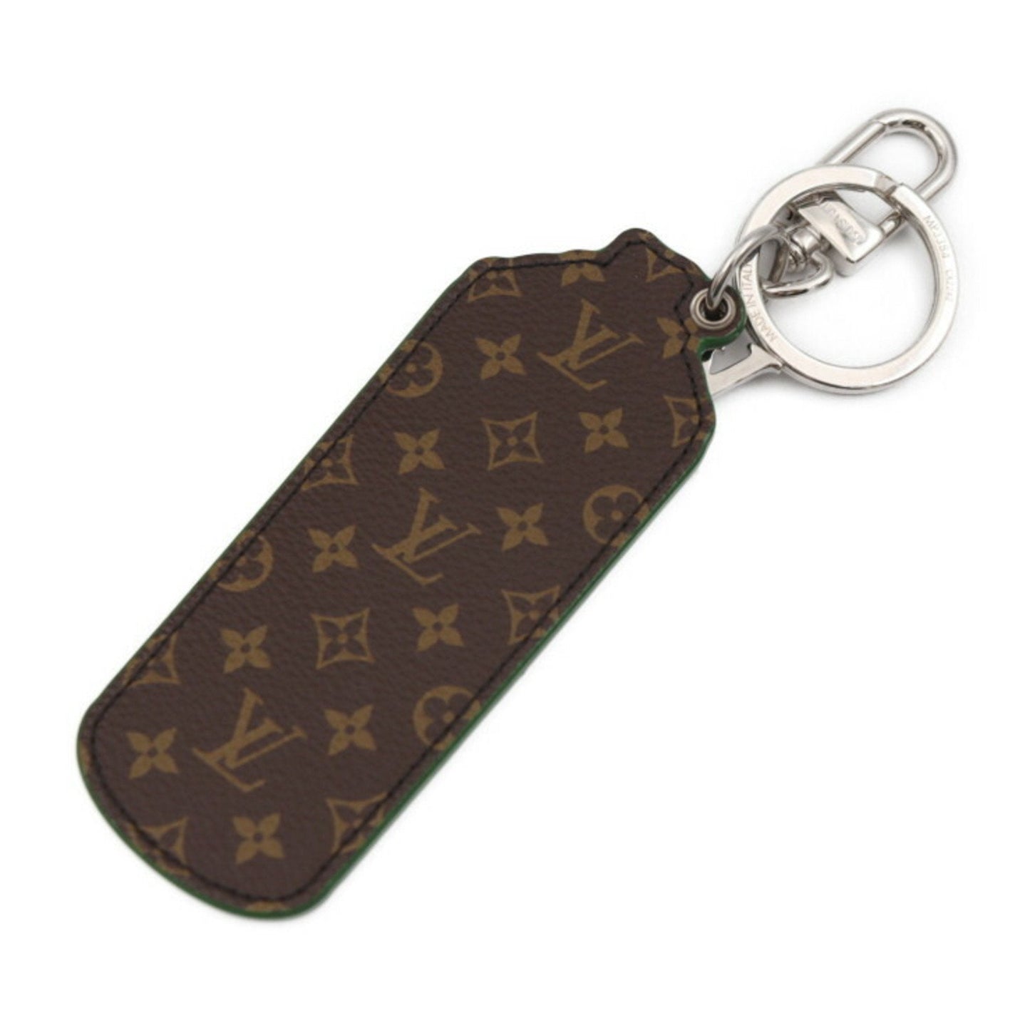 Louis Vuitton  Portocre LV paint key holder MP3384 monogram canvas leather brown white green silver metal fittings ring Bag charm