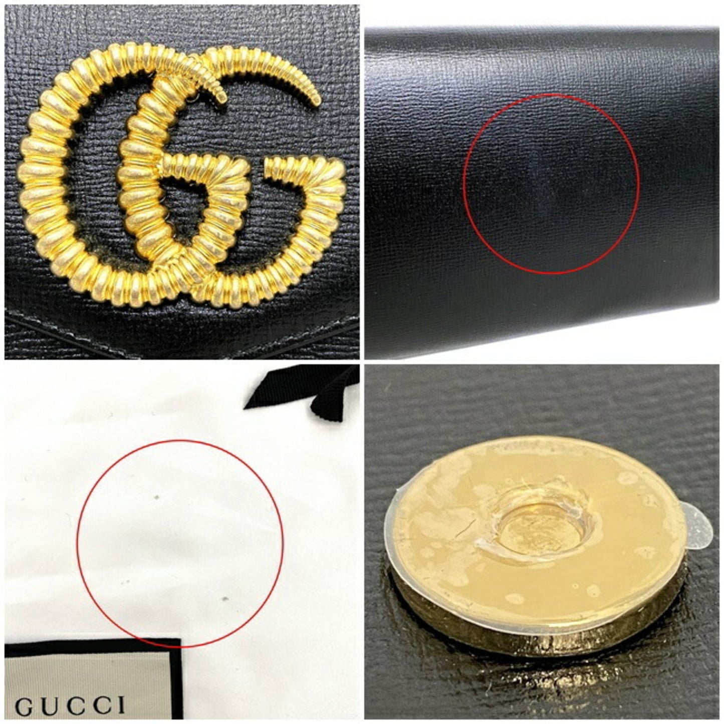 Gucci Clutch Bag Black Gold Broadway 594101-Bag Coated Leather Gucci GG Marmont Ladies Flap