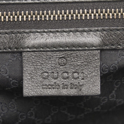 Gucci Charm HandBag 92726 Black Canvas Leather Women's