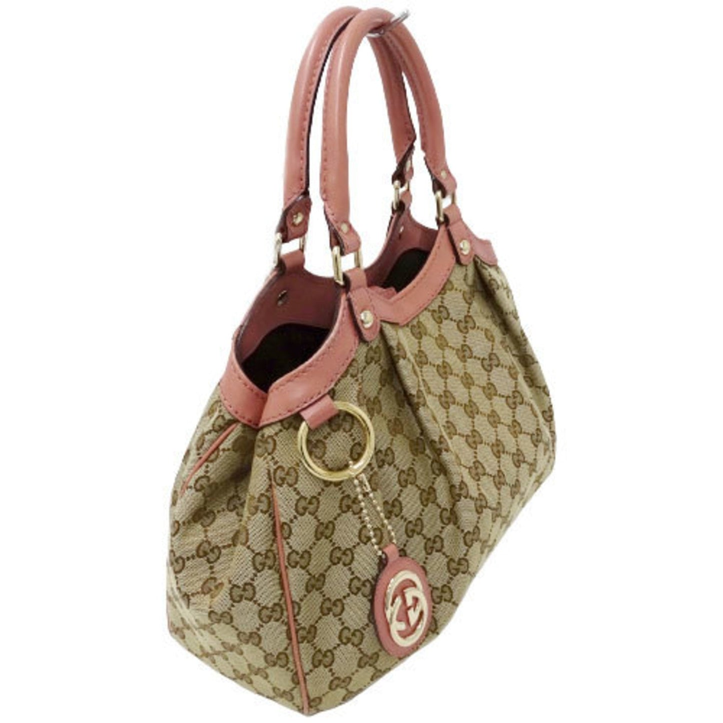 Gucci Bag Ladies Tote Handbag GG Canvas Suki 211944 Beige Brown Pink