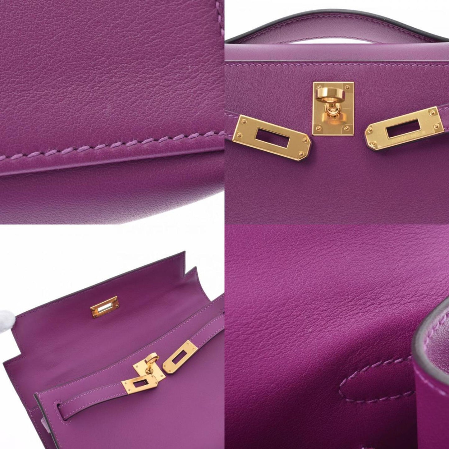 Hermes Pochette Kelly Anemone Y Engraved (around 2020) Ladies Swift HandBag