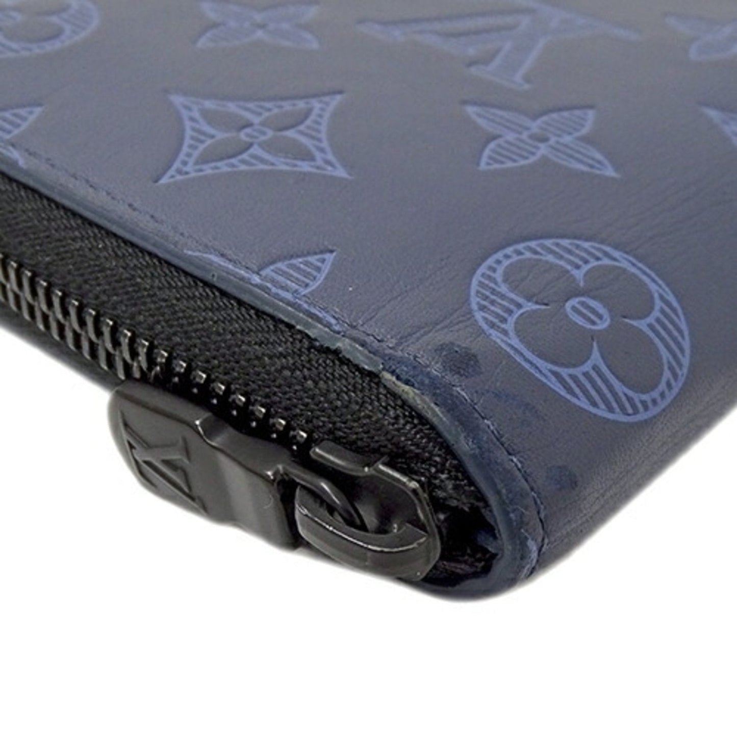 Louis Vuitton  Wallet Monogram Shadow Men's Long Zippy Vertical Navy Blue M80423 Round