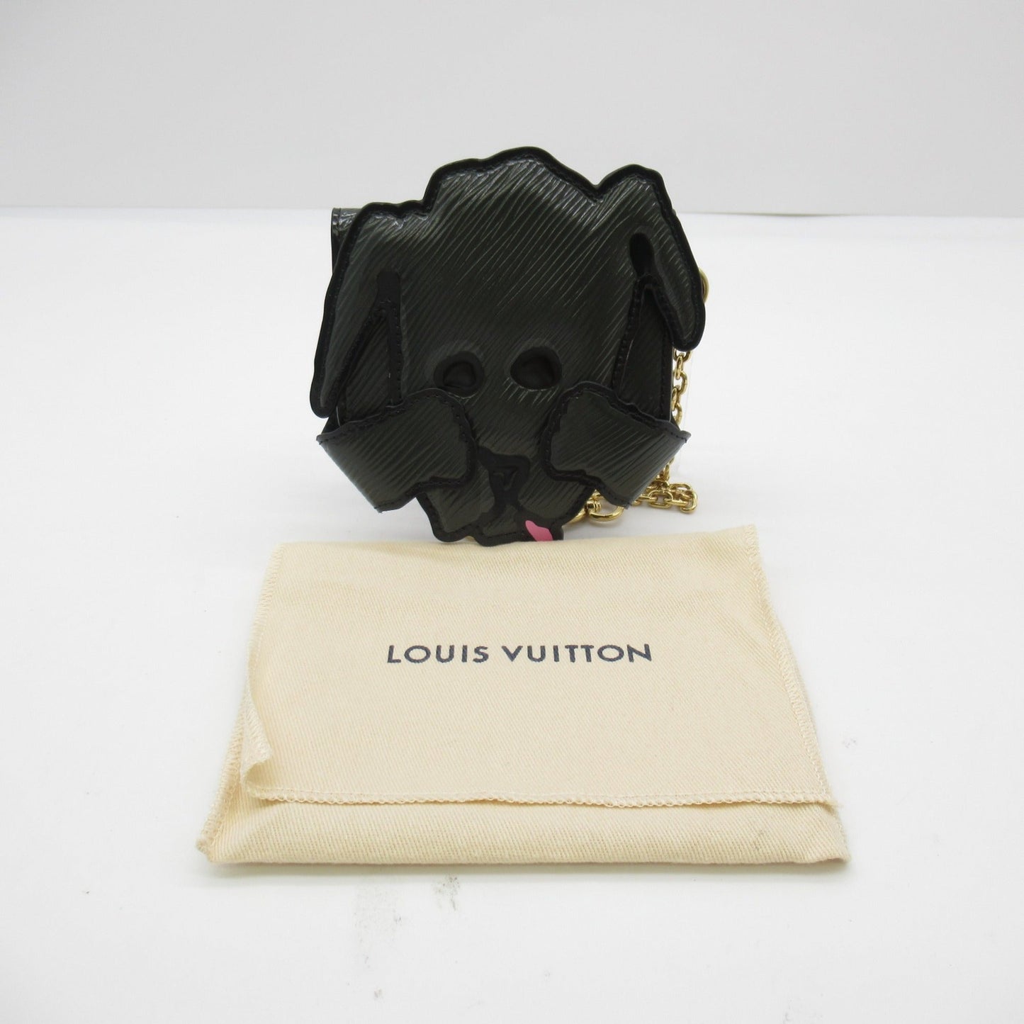 LOUIS VUITTON dog card holder Black Black Epi leather M63897