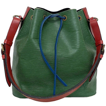 Louis Vuitton Drawstring Bag Petit Noe Green Red Blue M44147 Shoulder Leather A20953 LOUIS VUITTON Bicolor String Women's Men's Accent