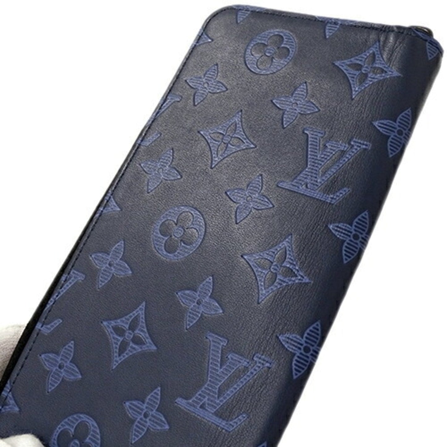 Louis Vuitton  Wallet Monogram Shadow Men's Long Zippy Vertical Navy Blue M80423 Round