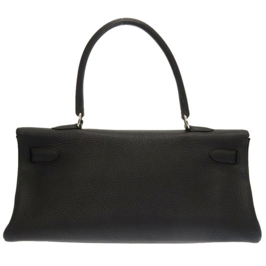 Hermes Shoulder Kelly Taurillon Clemence Black  M Engraved HandBag 0033 40