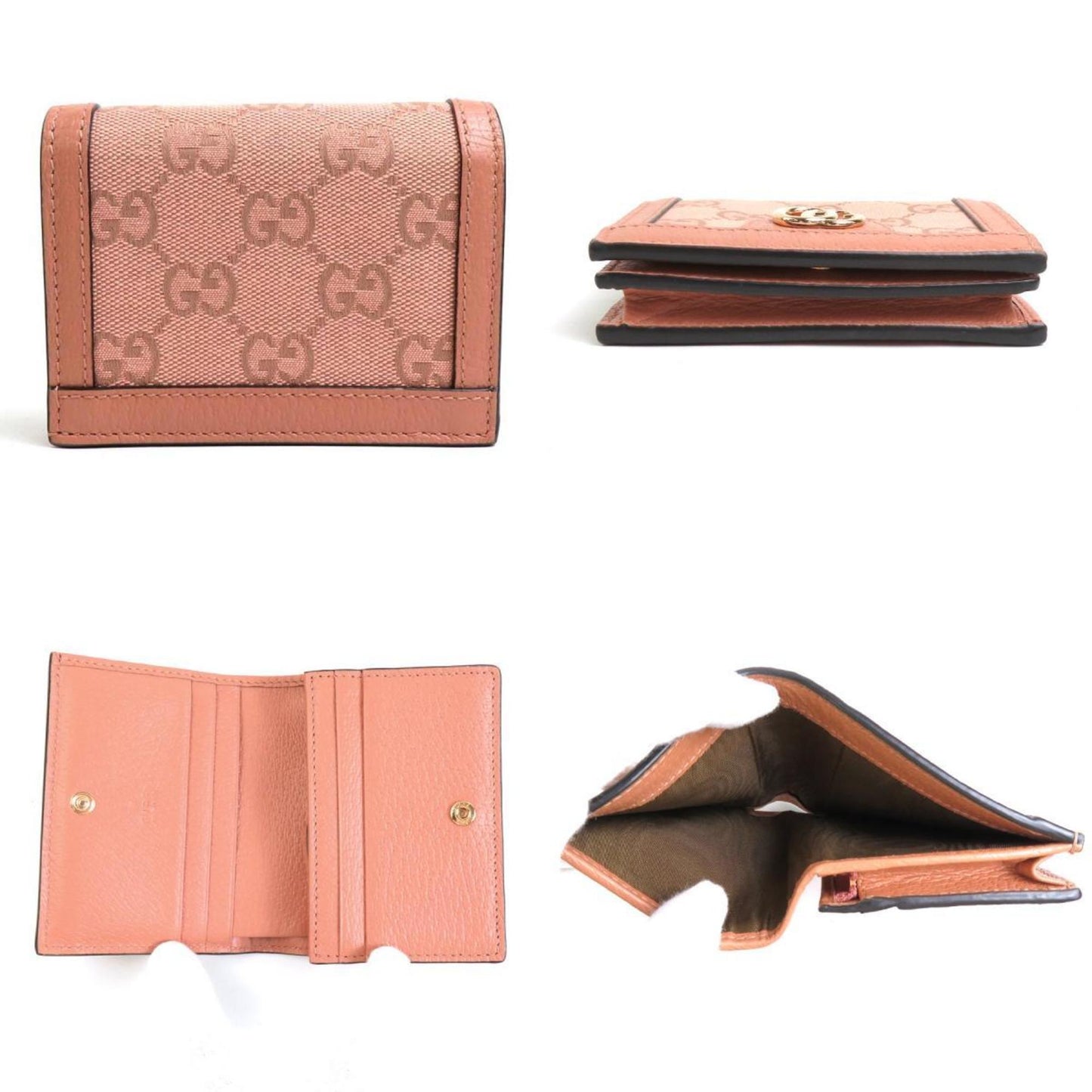 GUCCI Bifold Wallet GG Canvas/Leather Pink Ladies 523155