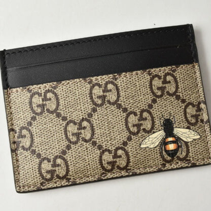 Gucci Card Case/Business Holder Gucci GG Supreme Bee Print/B Beige/Ebony/Black 451277