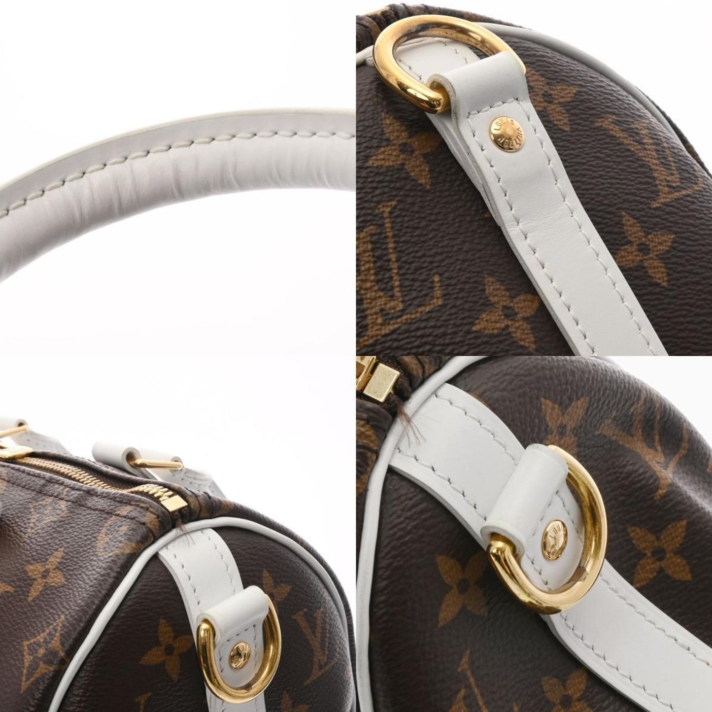 Louis Vuitton  Monogram Speedy Bandouliere 25 Brown White M20754  Canvas Handbag