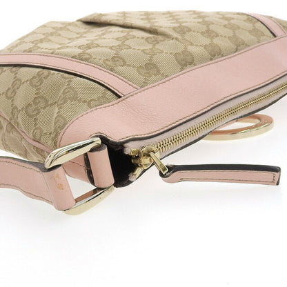 Gucci Bag Ladies Shoulder Pochette Abbey Line GG Canvas 203257 Beige Brown Pink