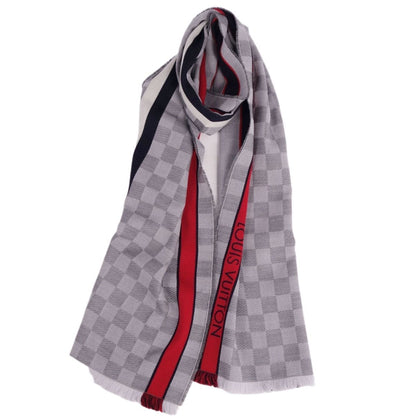 Louis Vuitton  muffler stole Echarpe Damier LV wool 100% ladies gray