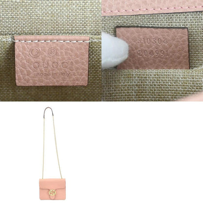 Gucci Crossbody Shoulder Bag Leather/Metal Pink Beige/Gold Ladies 510304