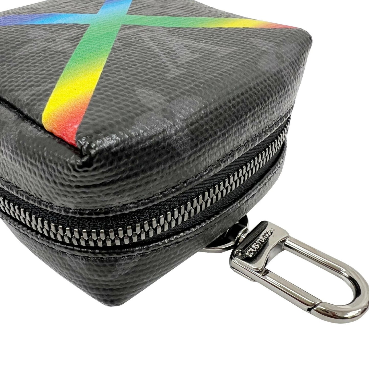 Louis Vuitton  Bijoux Sack Square Pouch MP2467 Shiny Monogram Eclipse Rainbow Key Ring Bag Charm Belt Waist Men's