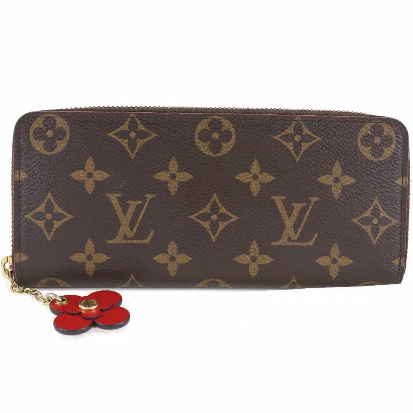 Louis Vuitton  Portefeuille Clemence Flower Charm M62940 Monogram Canvas Brown GI4108 Women's Long Wallet