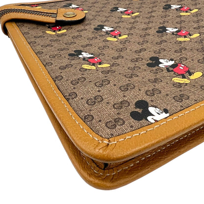 GUCCI Clutch Bag Disney Collaboration GG Supreme Mickey Brown 602552 Leather PVC Men's