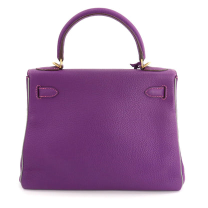 Hermes Kelly 28 2way hand shoulder Bag Taurillon Clemence Anemone Grimmette C engraved inside stitch SPO