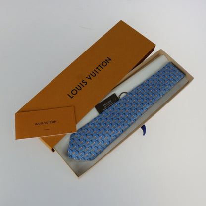 Louis Vuitton  Cravat Globetrot Cars Tie M78558 Silk 100% Light Blue System Trunk x Car Pattern