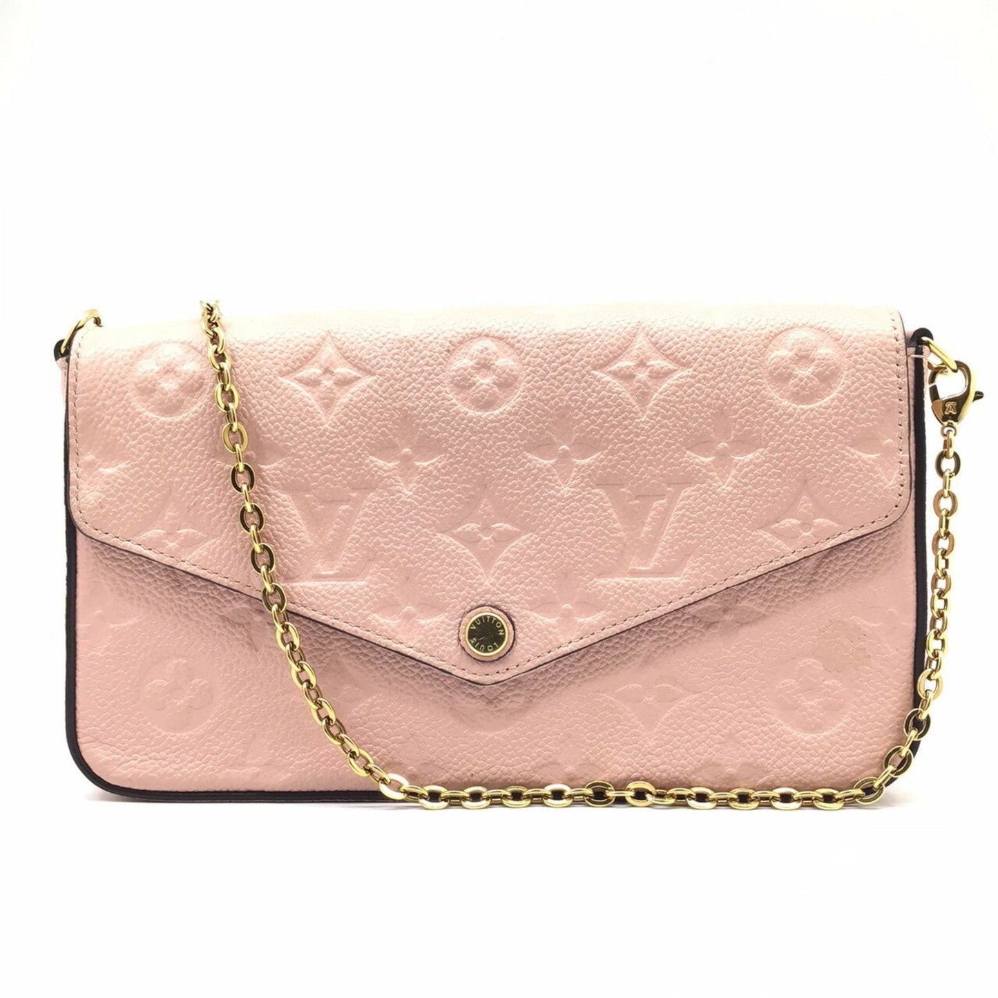 Louis Vuitton  Monogram Implant Pochette Felicie M67856 Chain Wallet Bag Pink G Hardware Gold Rose Ballerine Women's