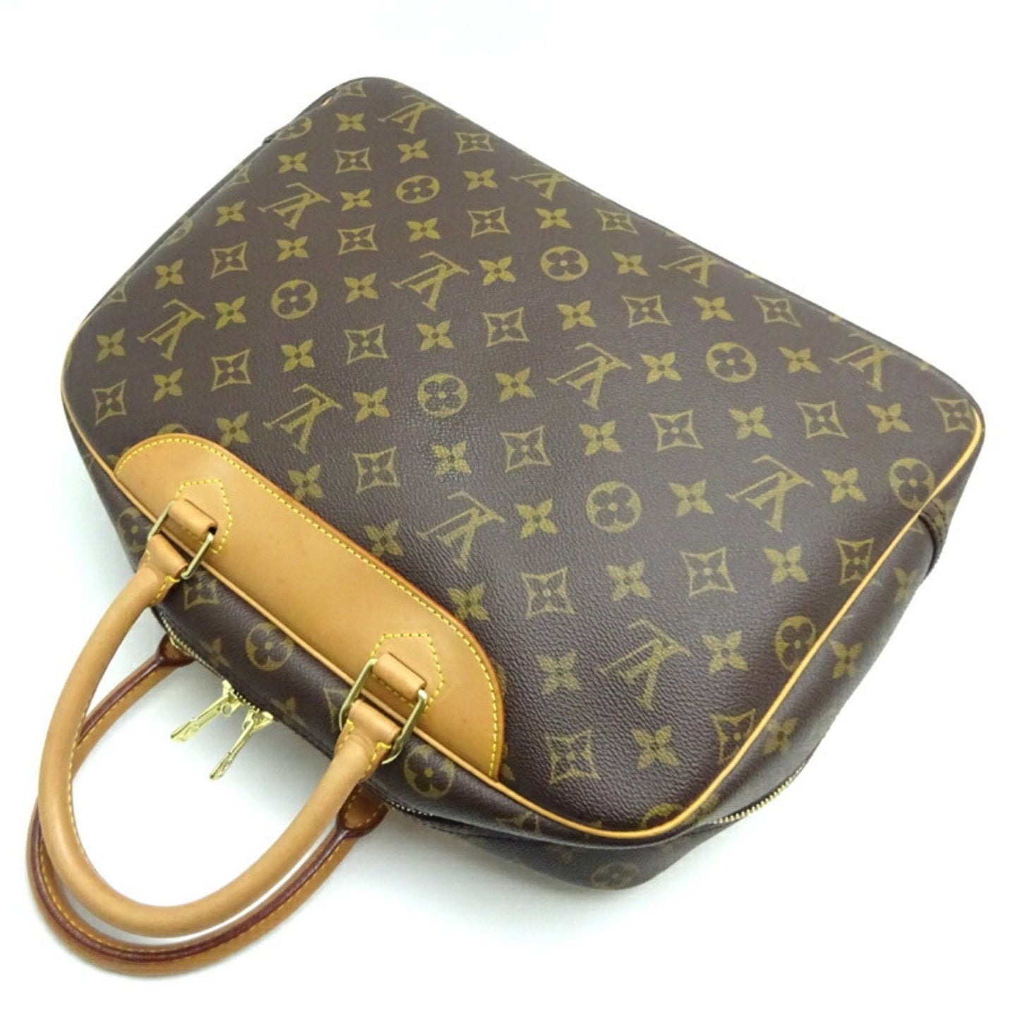 LOUIS VUITTON Deauville [Bowling Vanity] Women's Handbag M47270 Monogram Ebene [Brown]