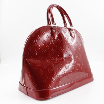 LOUIS VUITTON Alma GM Handbag M93596 Vernis Pomme D'Amour Red MI2079 Women's