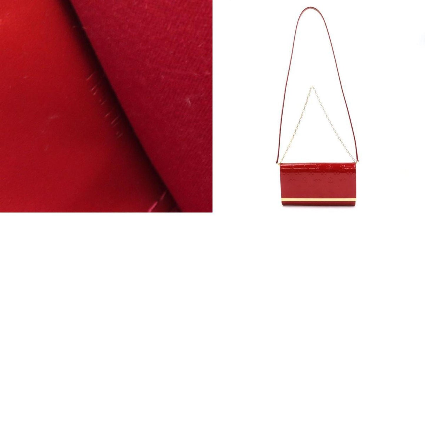 Louis Vuitton  Shoulder Bag Diagonal Monogram Verni Clutch Anna Patent Leather Red Gold Women's M90092