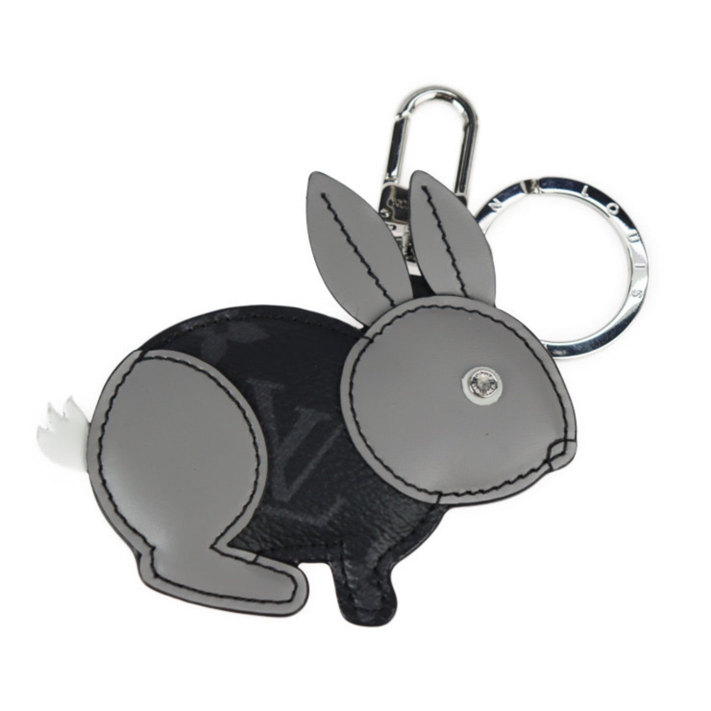 Louis Vuitton  Portocre Animal Rabbit Keychain M63224 Monogram Eclipse Leather Black Gray Silver Metal Fittings Key Ring Bag Charm