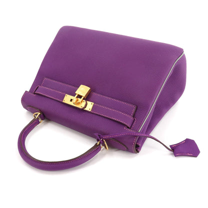 Hermes Kelly 28 2way hand shoulder Bag Taurillon Clemence Anemone Grimmette C engraved inside stitch SPO