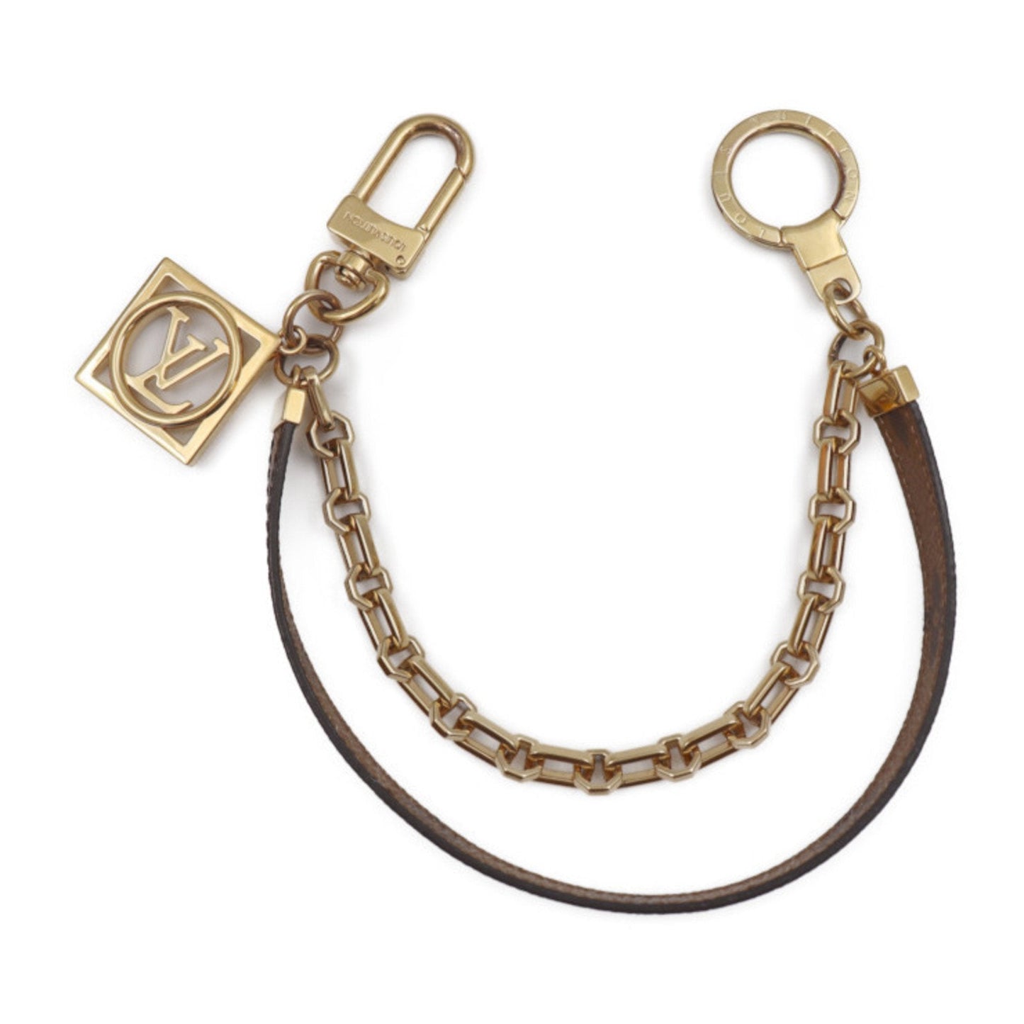 Louis Vuitton  Chenne Dauphine Keychain M69553 Monogram Reverse Canvas Brown Gold Hardware Key Ring Bag Charm