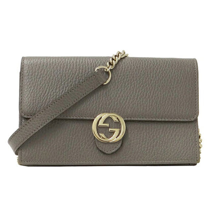 GUCCI bag ladies interlocking shoulder leather chain gray 510314