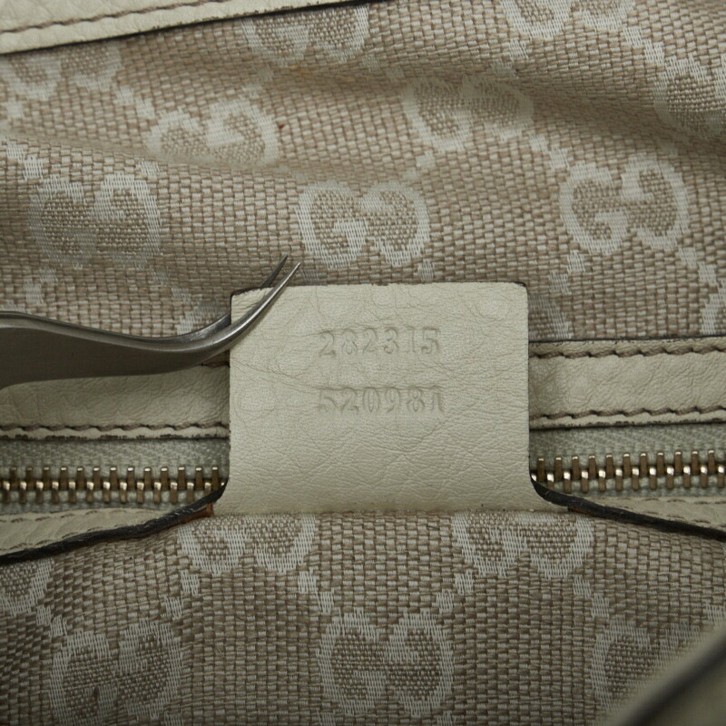 GUCCI Bamboo GG Canvas Handbag Shoulder Bag 282315 White Leather Ladies