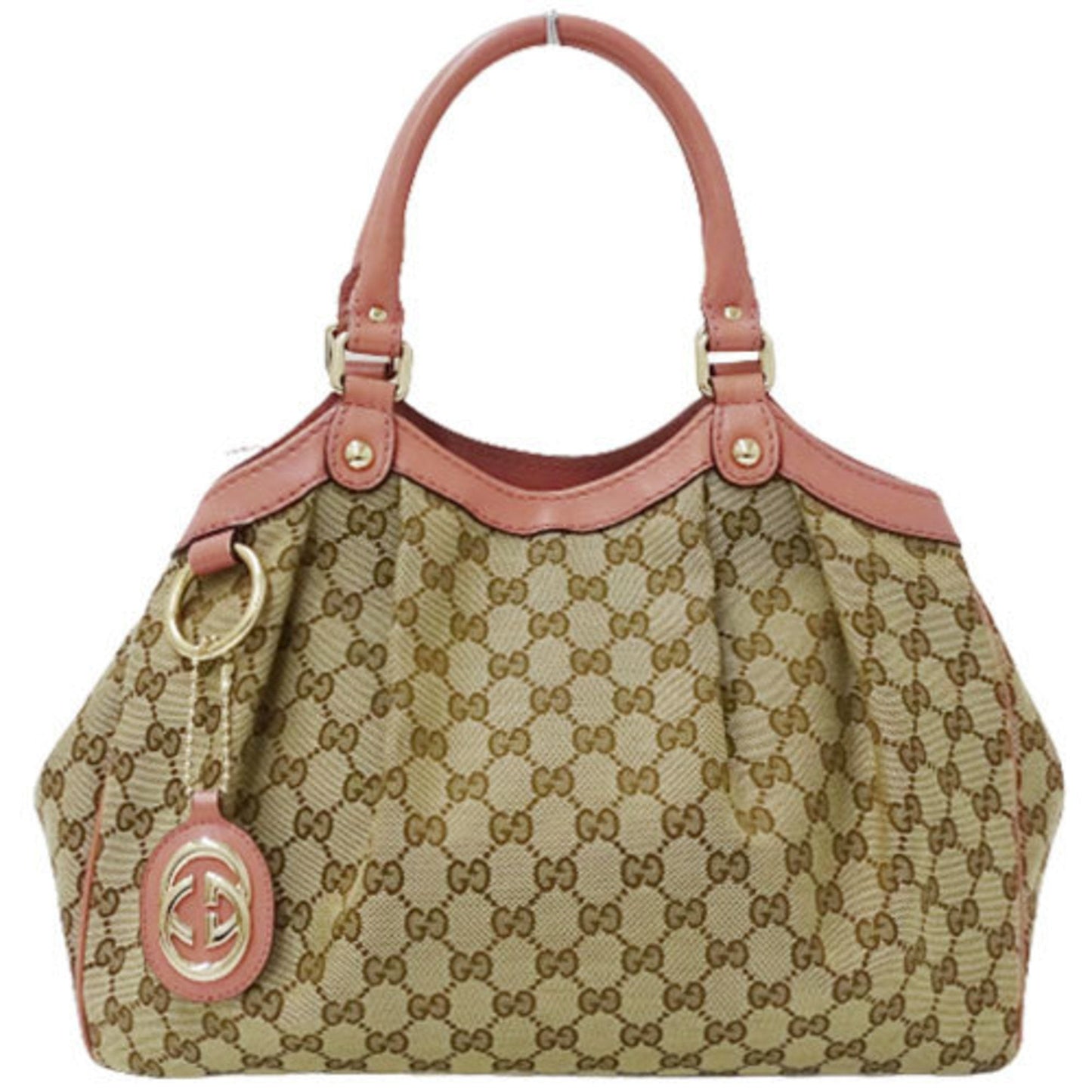 Gucci Bag Ladies Tote Handbag GG Canvas Suki 211944 Beige Brown Pink