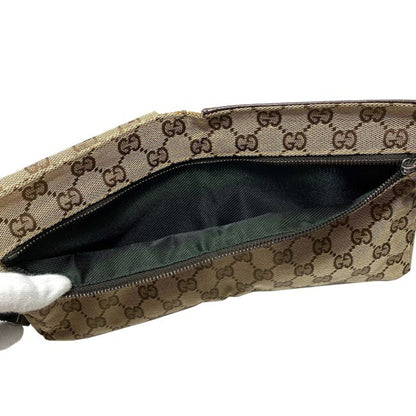 Gucci Body Bag Beige Brown GG Canvas 28566 002058 Waist Pouch Leather Gucci Belt Velcro Women's Men's