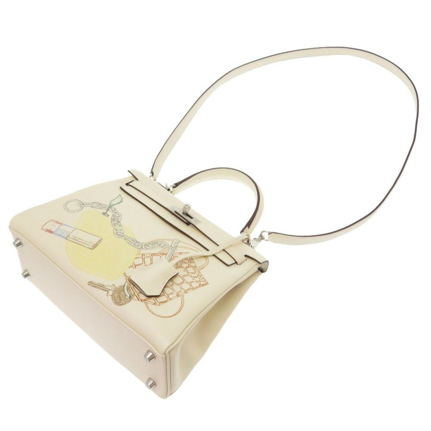 Hermes Kelly 25 Inner Stitch In-N-Out Vaux Swift Nata Z Engraved () HandBag White