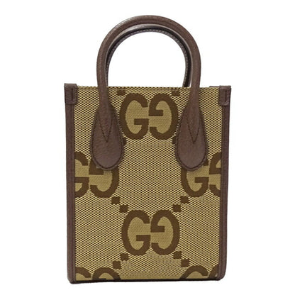 GUCCI Bag Women's Jumbo GG Handbag Shoulder 2way Canvas Tote Brown 699406