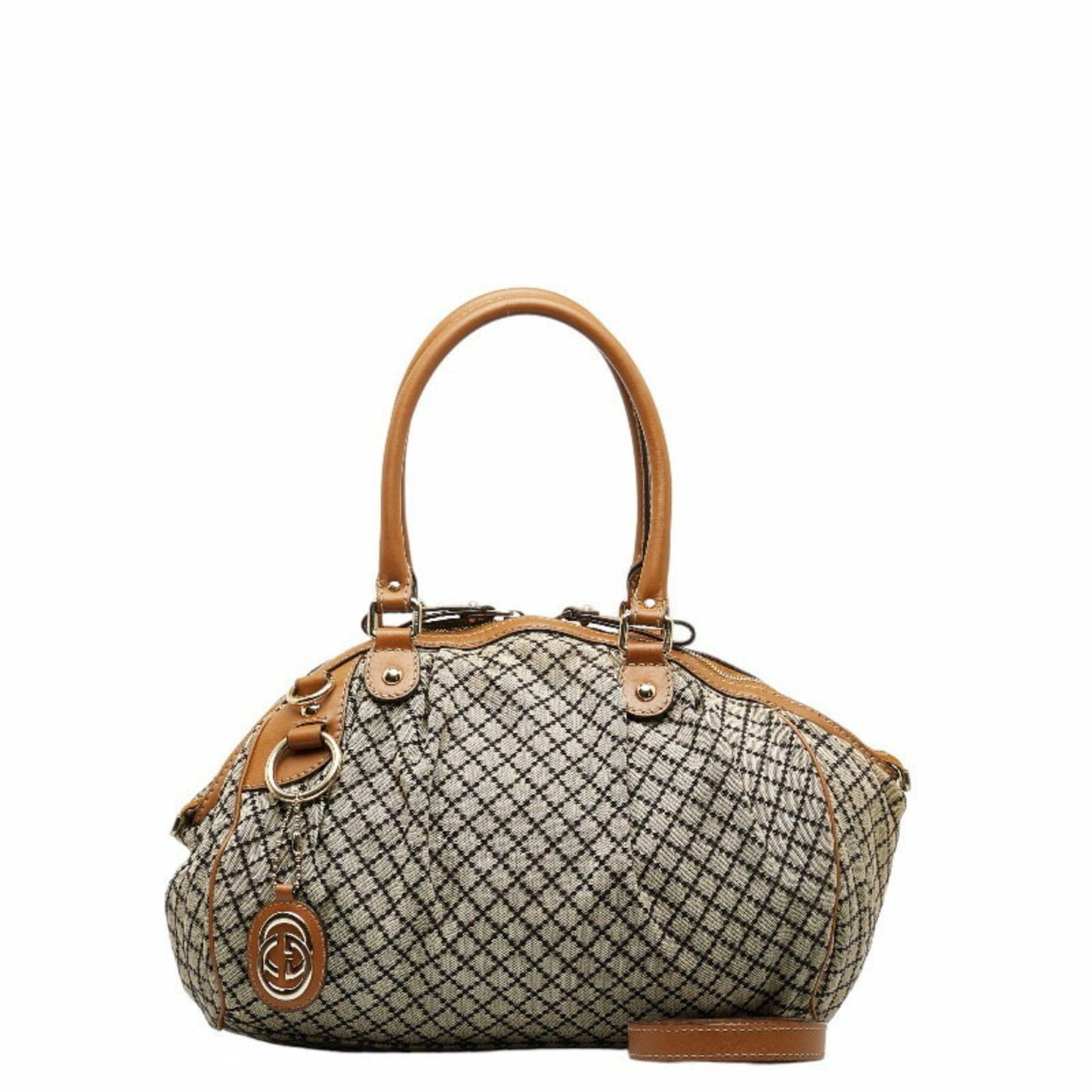 Gucci Diamante Sookie HandBag Shoulder Bag 2WAY 223974 Beige Black Canvas Leather Ladies