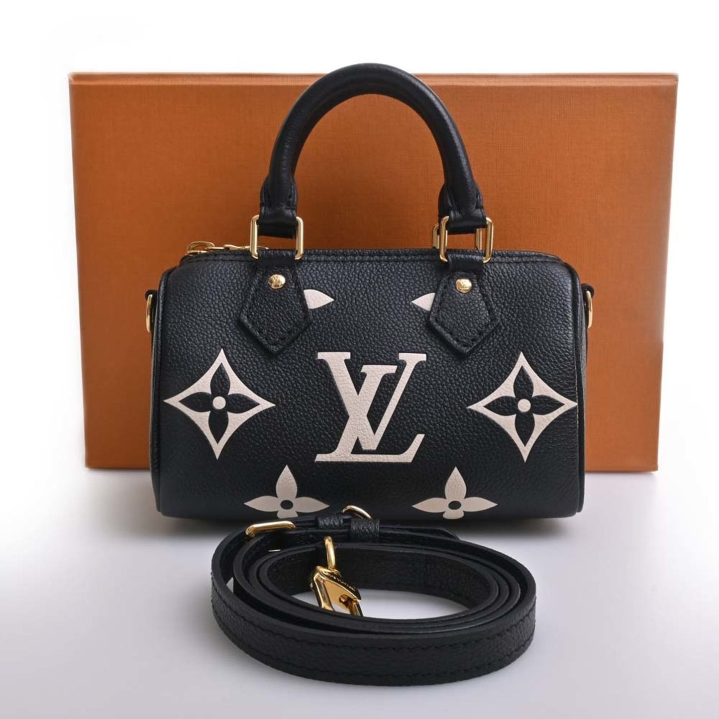 LOUIS VUITTON Empreinte Bicolor Nano Speedy Handbag M81456 Black Ladies