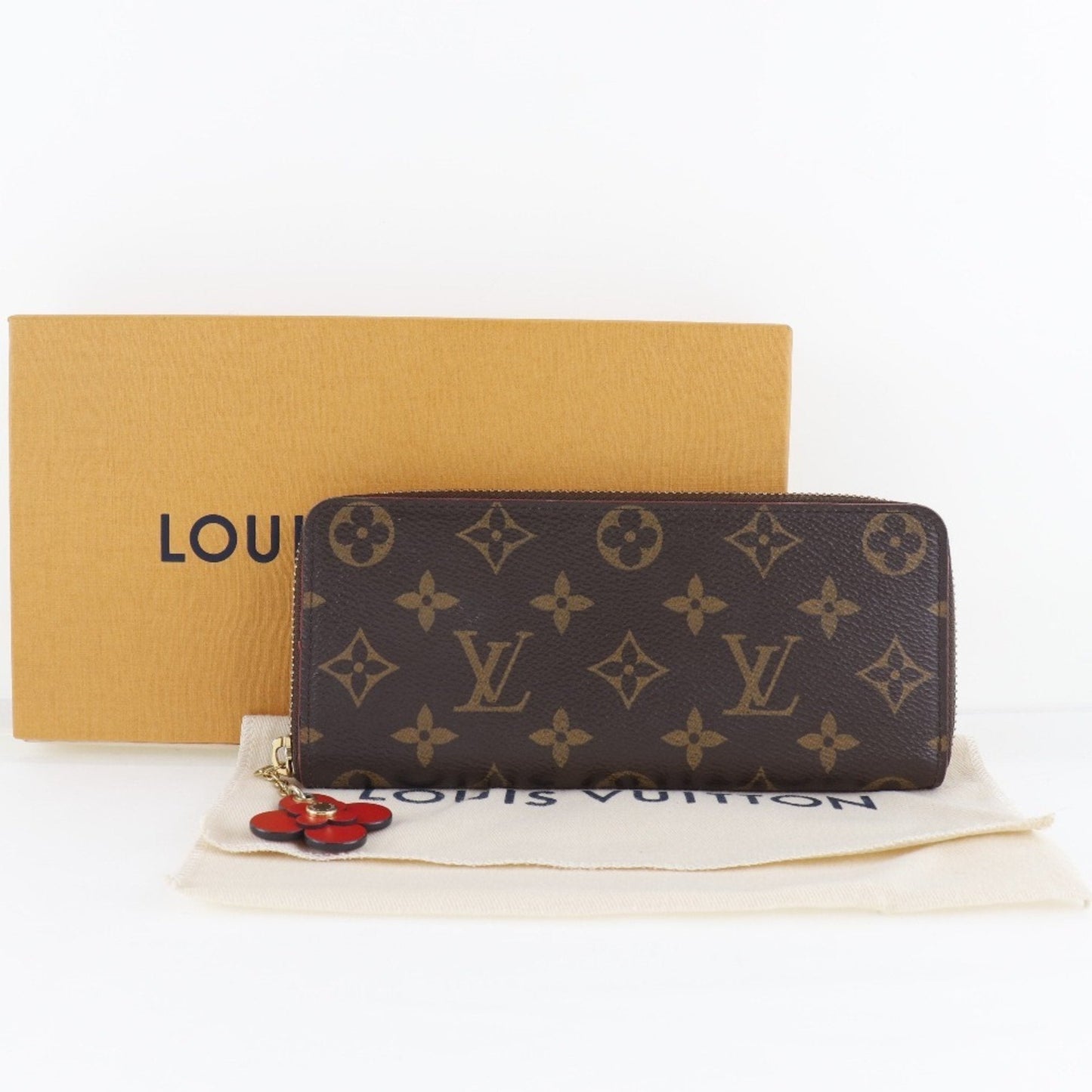 Louis Vuitton  Portefeuille Clemence Flower Charm M62940 Monogram Canvas Brown GI4108 Women's Long Wallet